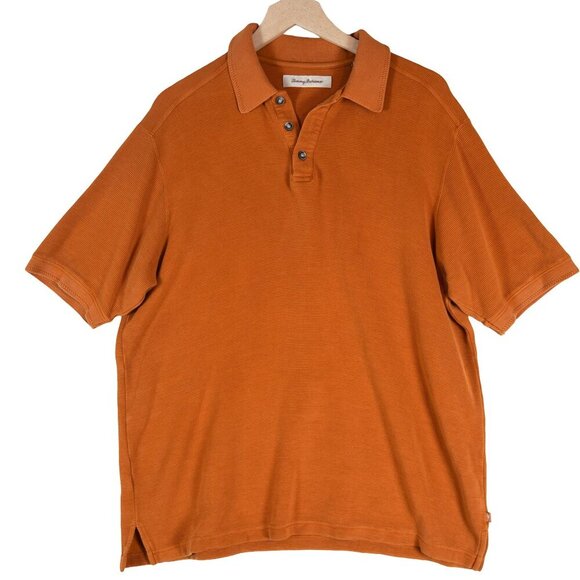 Tommy Bahama Sunset Orange 72% Silk Polo Preppy Islandcore Soft Classic L - Picture 1 of 9